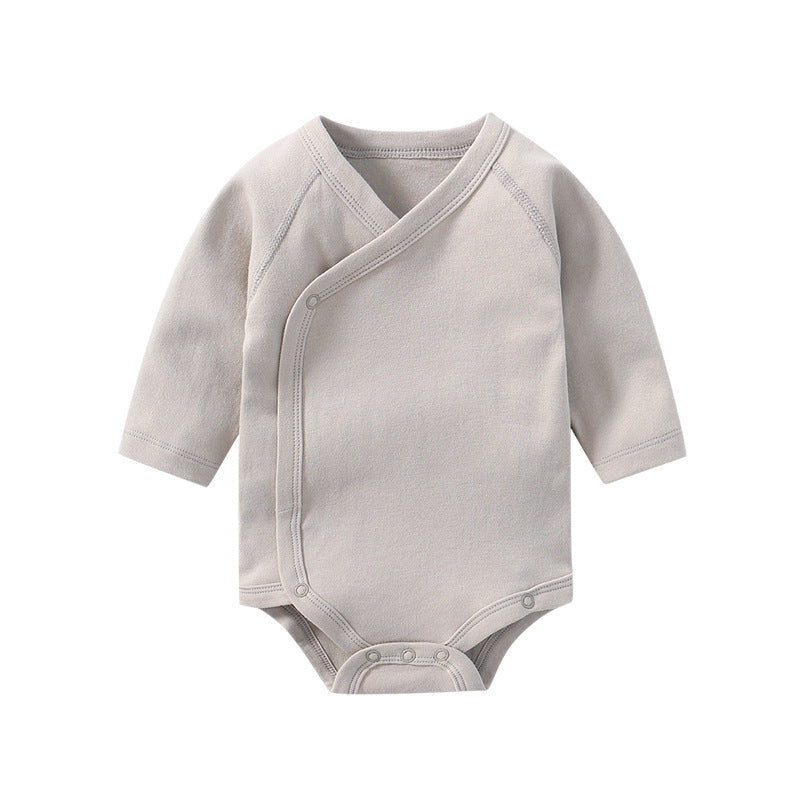 Baby Multi Color Bias Placket With Slanting Button Long Sleeve Onesies-10