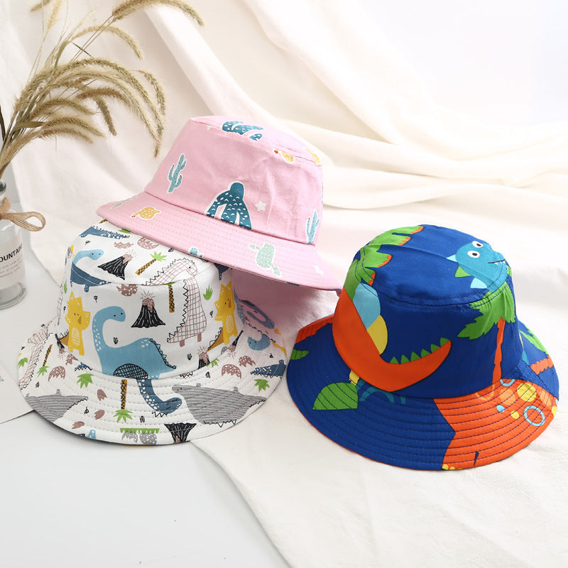 Baby Boy Cartoon Animal & Cactus Pattern Sunshade Bowl Hats-10