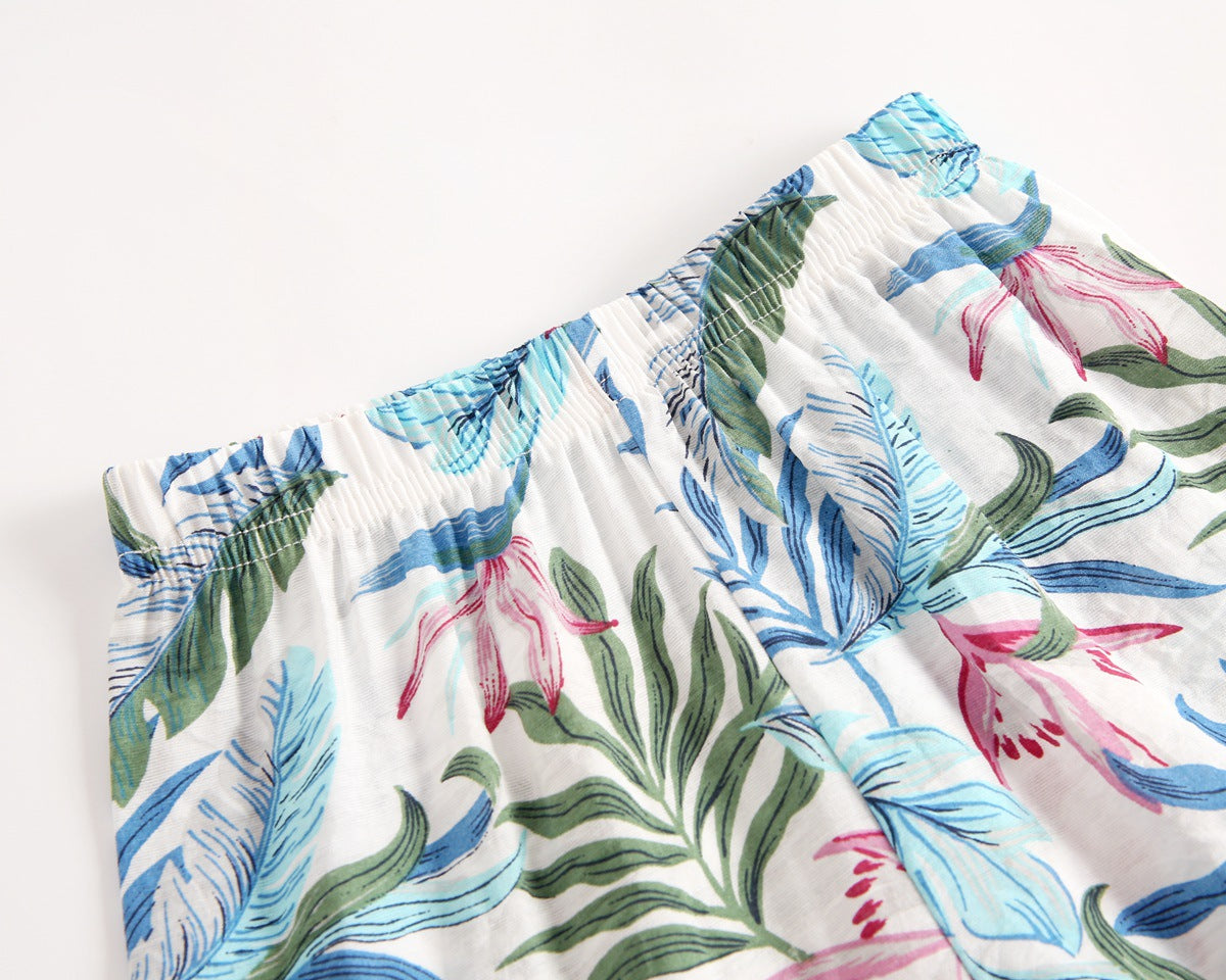 Baby Girl Floral Print Pattern Wide Leg Pants In Spring & Summer-10