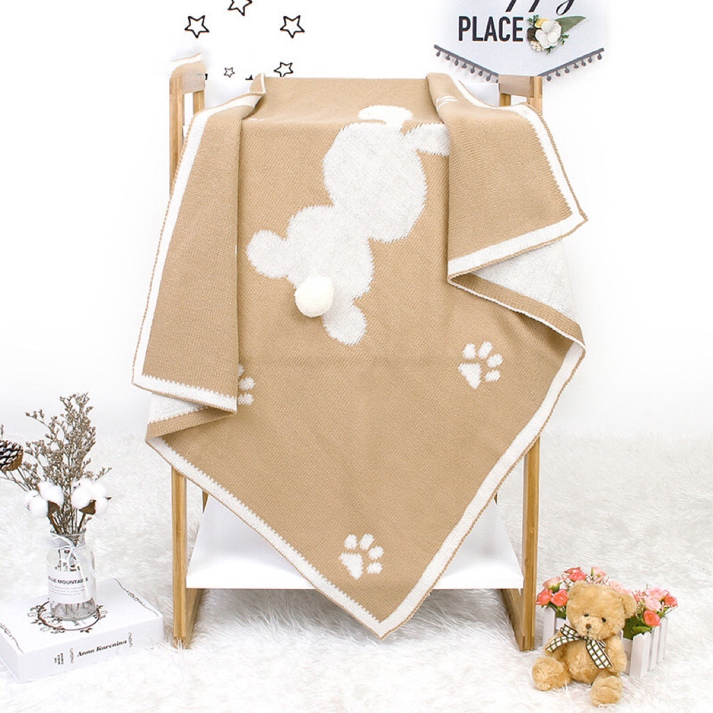 Baby Cartoon Rabbit & Footprints Embroidered Graphic 3D Tail Blanket-10