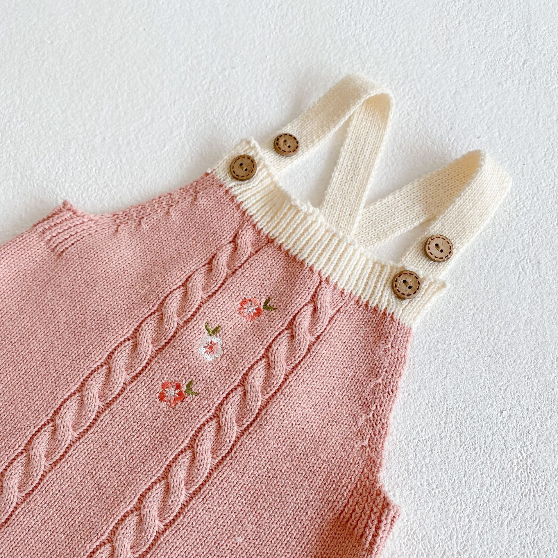 Baby Girl 1pcs Crochet Knitting Graphic Contrast Onesies & Floral Embroidered Cardigan Sets-10