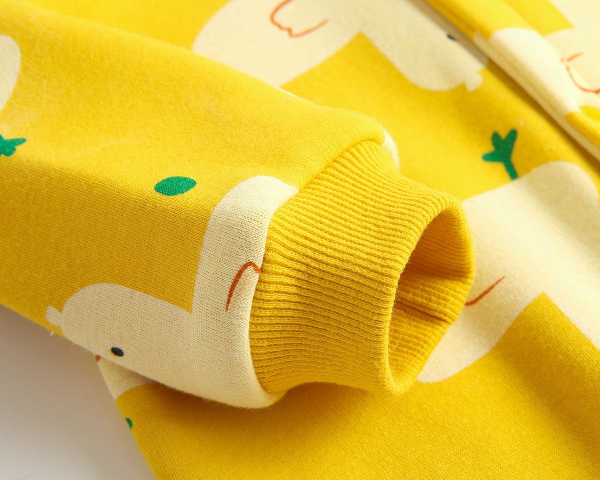Baby 1pcs Cartoon Duck Print Button Front Rompers & Onesies With Triangle Hats-8