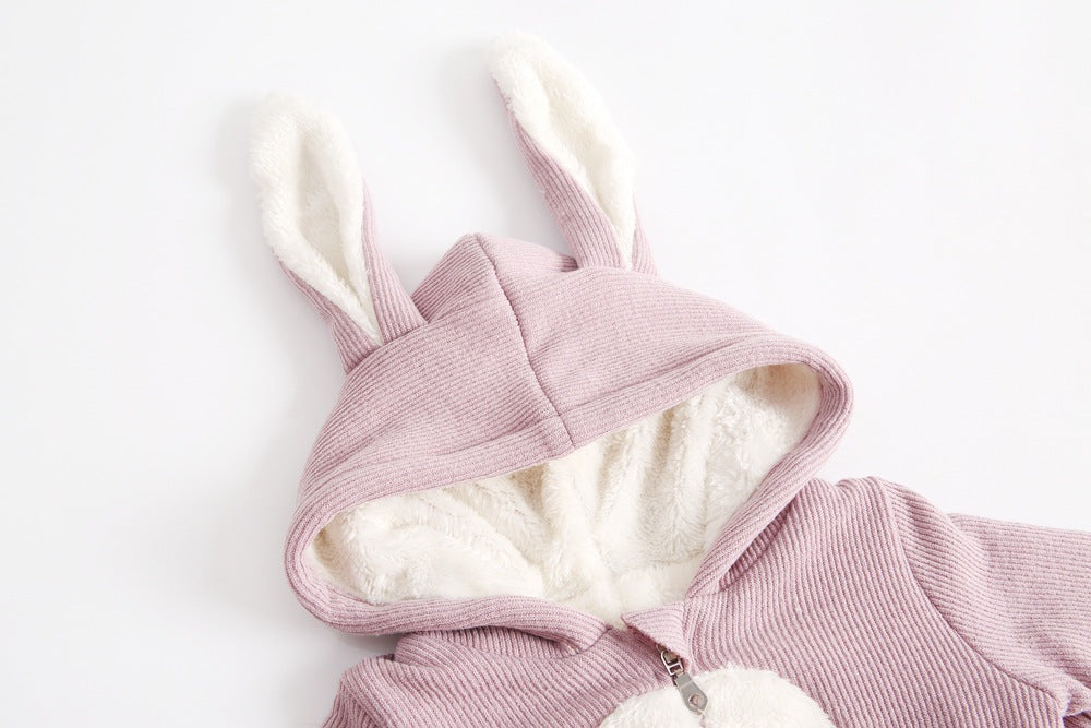 Baby Cartoon Shape Design Soft Fleece Thickened Romper In Autumn & Winter-11