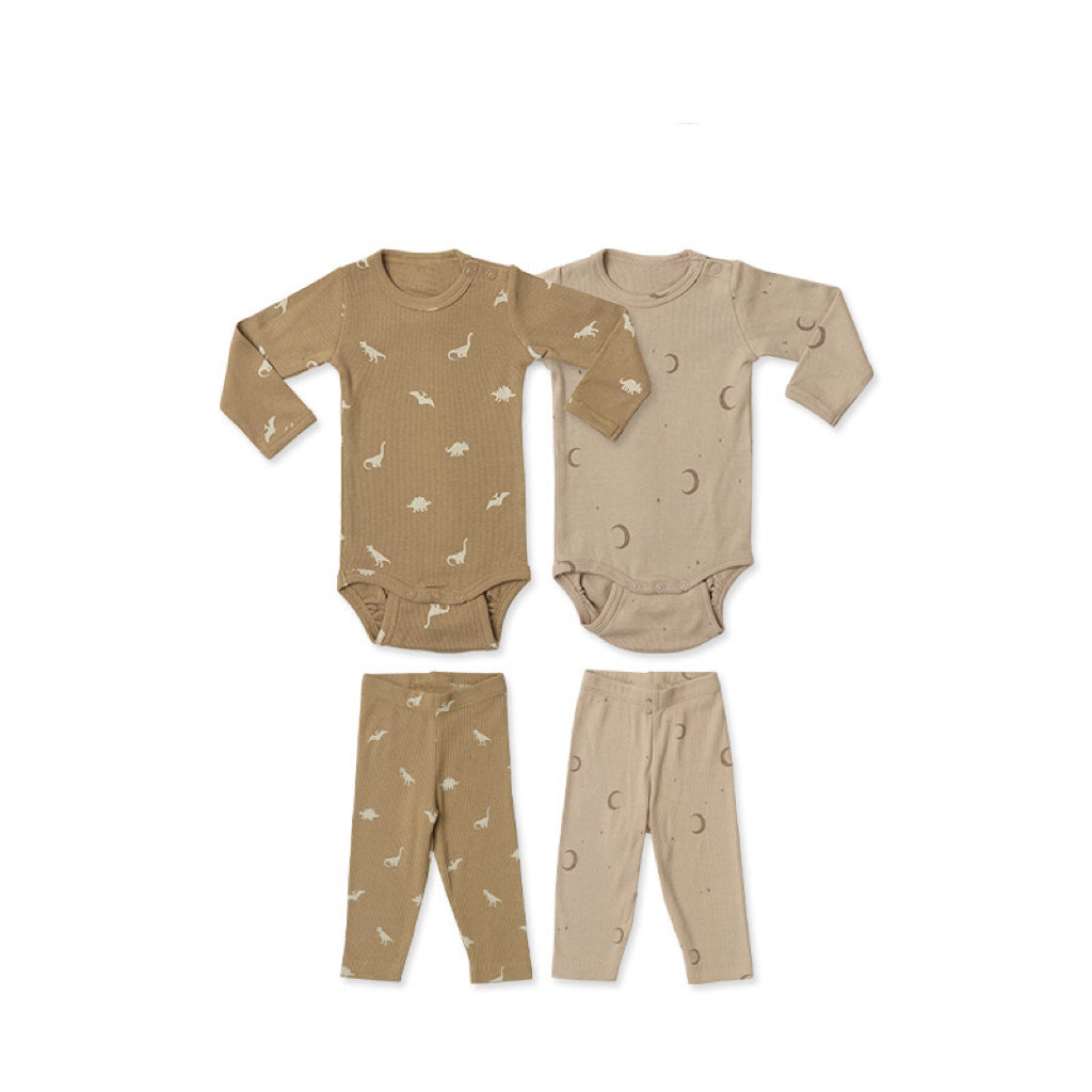 Baby Cartoon & Floral Pattern Long Sleeve Onesies With Pants Sets-10