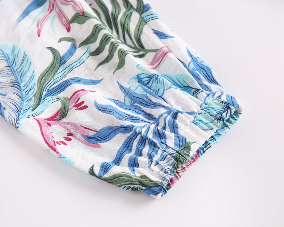 Baby Girl Floral Print Pattern Wide Leg Pants In Spring & Summer-11
