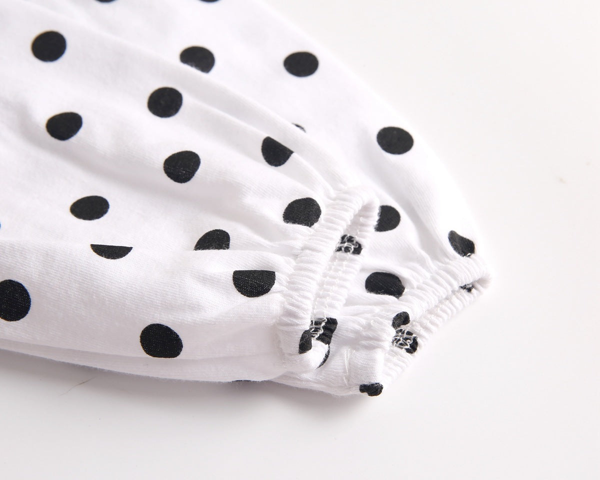 Baby Girl Polka Dot Graphic Long Sleeved Cute Bodysuit & Hats-11