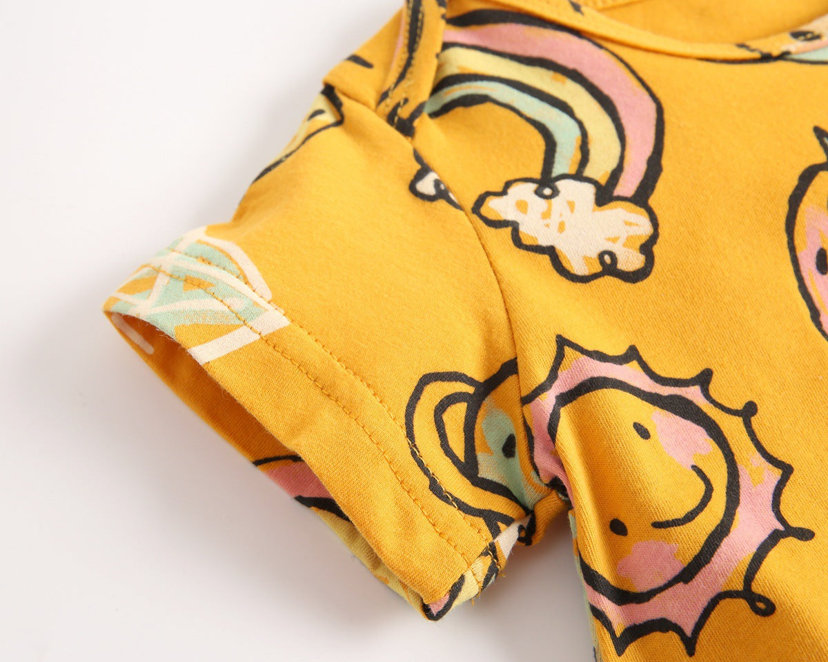Baby Boy And Girl Animal Print Short-Sleeved O-Neck Lovely Onesies In Summer-11