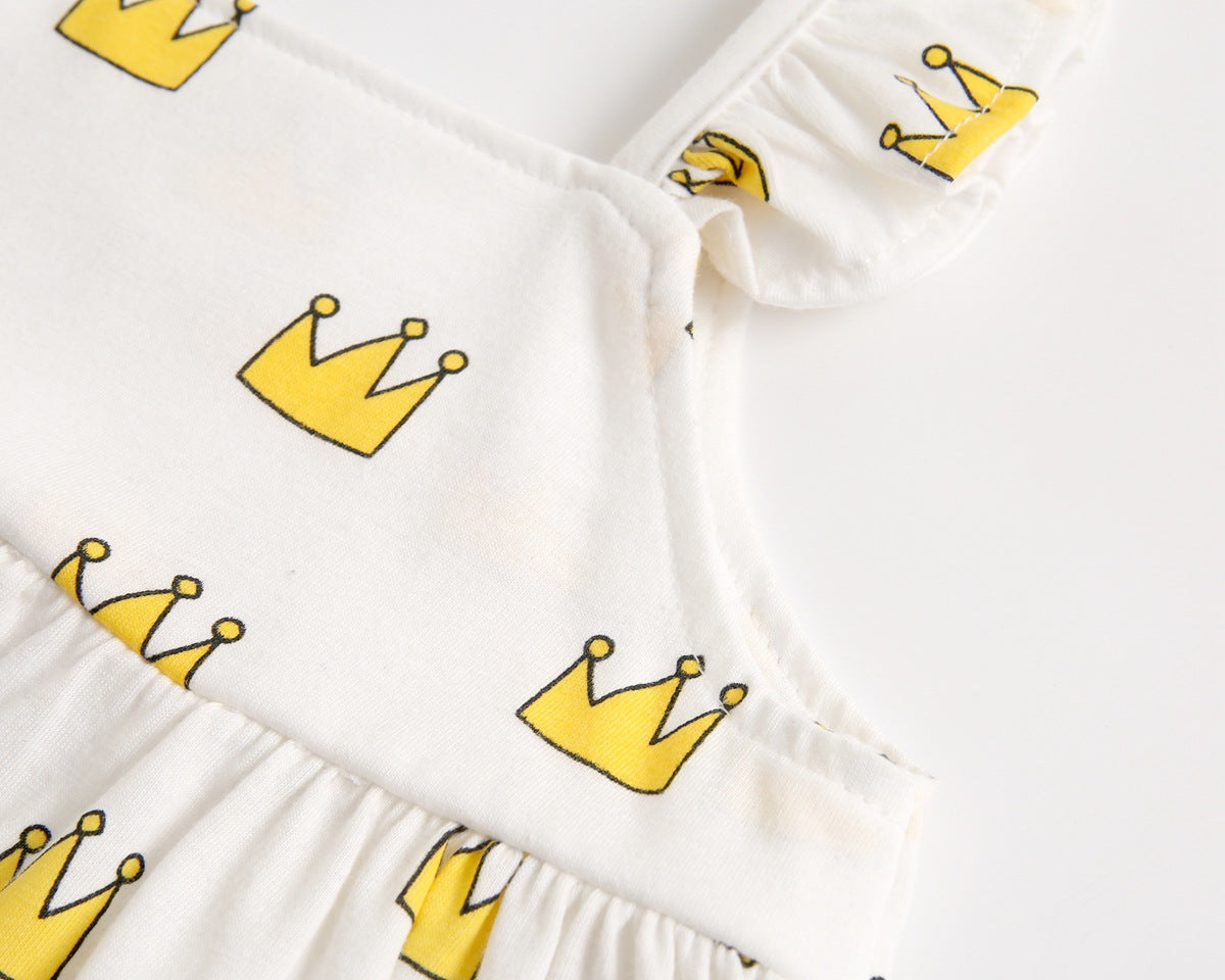 Baby Girl Printed Pattern Ruffle Design Sleeveless Tops Combo Shorts Sets-12