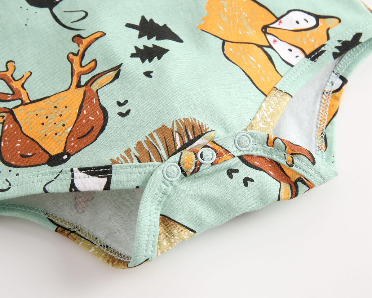 Baby Boy And Girl Animal Print Short-Sleeved O-Neck Lovely Onesies In Summer-13