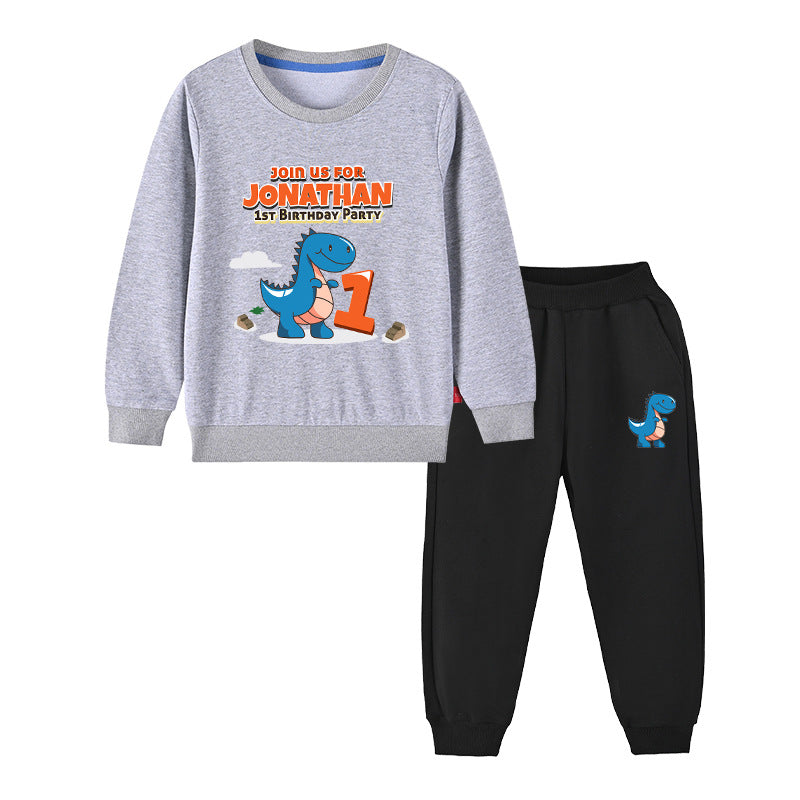Baby Boy Cartoon Dinosaur Print Pattern Hoodie Combo Trousers Cotton 1 Pieces Sets-9