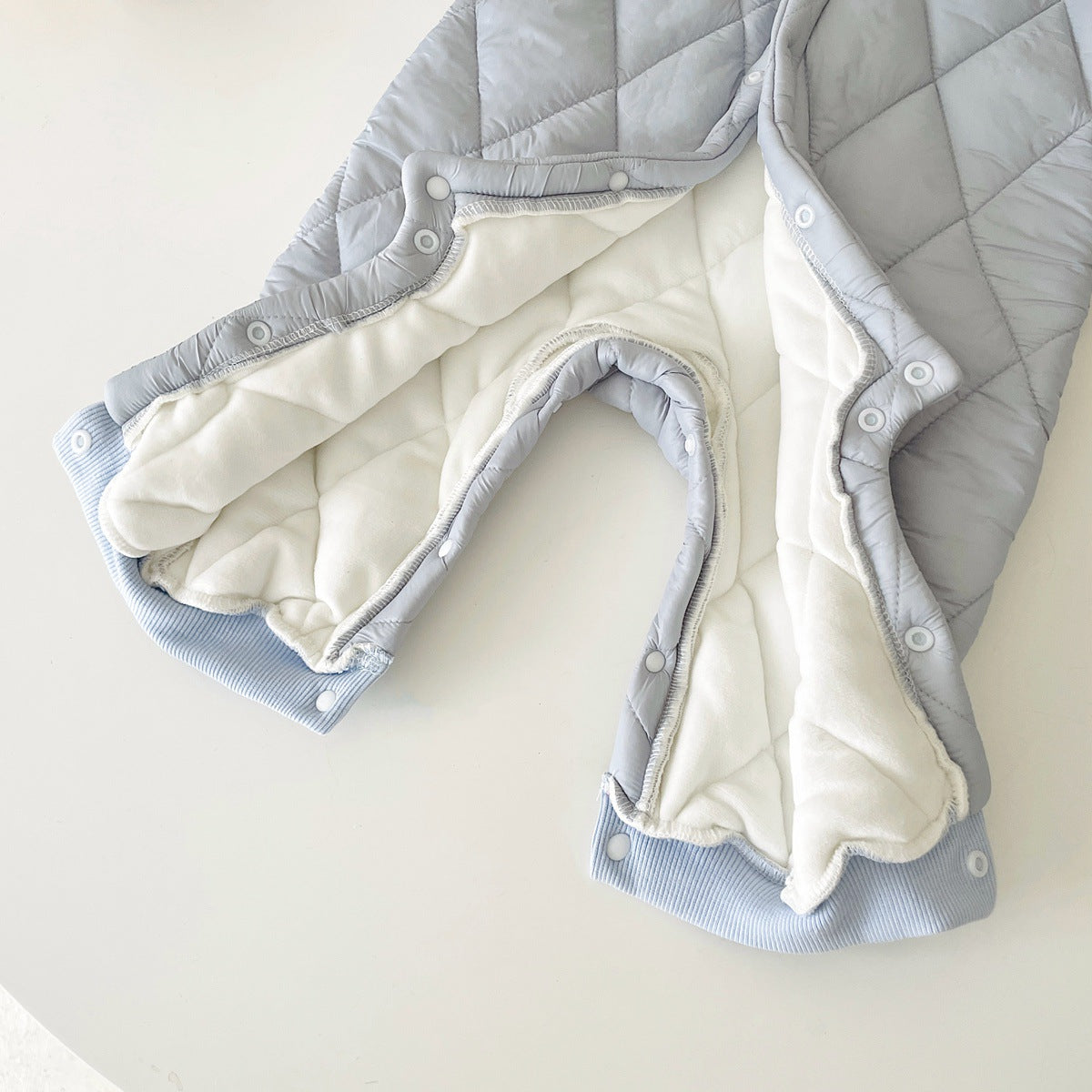 Baby Solid Color Quilted Long Sleeve Thickened Cotton Jumpsuit-14