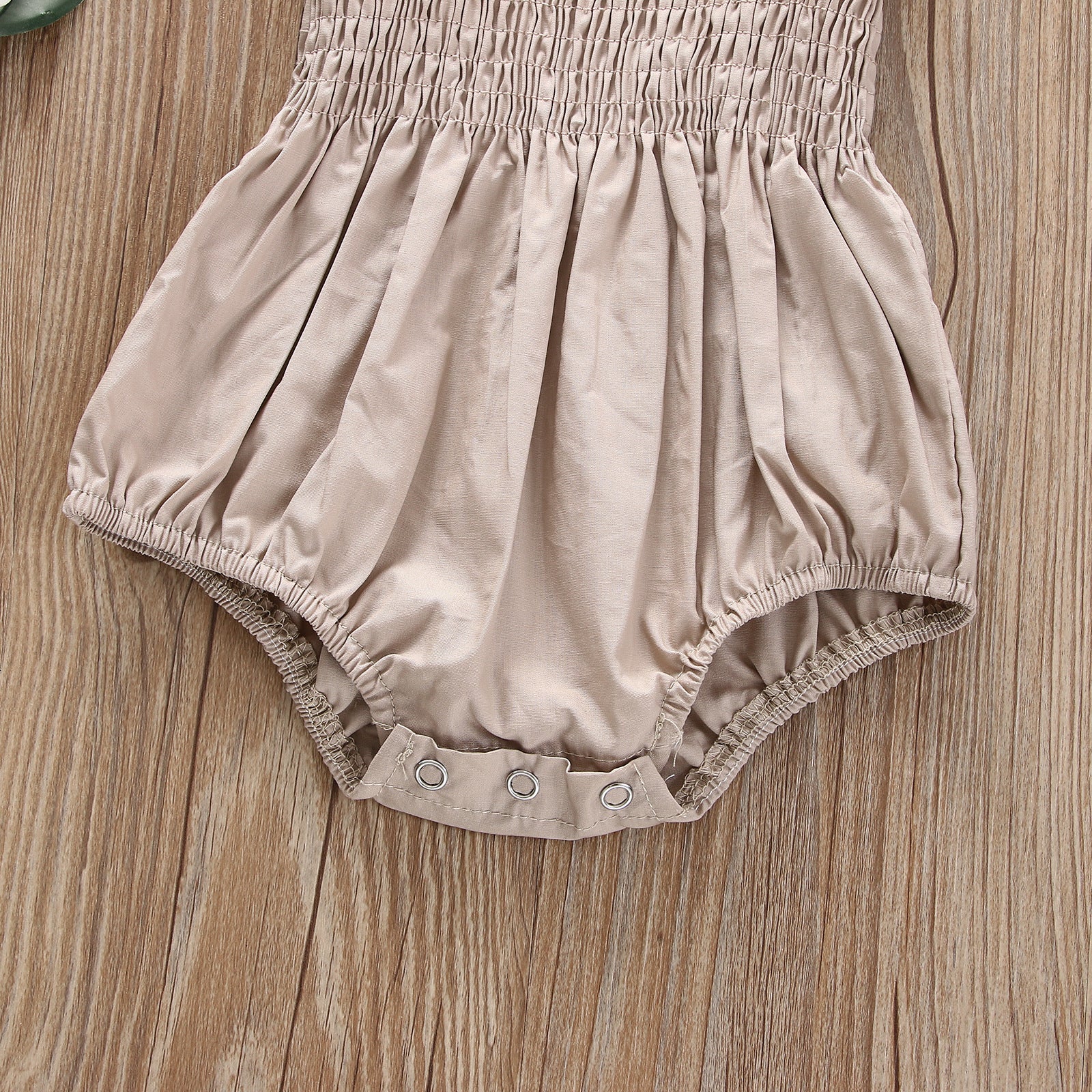 Baby Girls Solid Color Sleeveless Summer Shirred Bodysuit Onesies & Headband-15