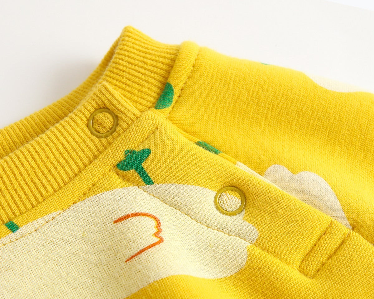 Baby 1pcs Cartoon Duck Print Button Front Rompers & Onesies With Triangle Hats-13