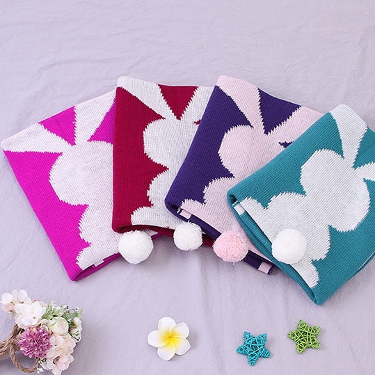 Baby Cartoon Rabbit & Footprints Embroidered Graphic 3D Tail Blanket-15