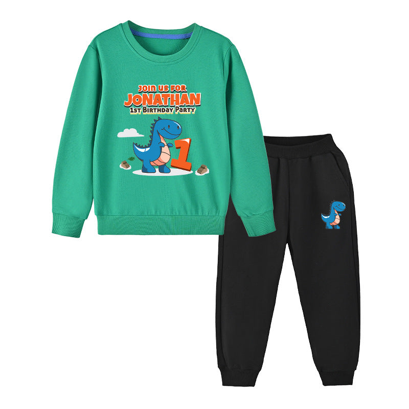 Baby Boy Cartoon Dinosaur Print Pattern Hoodie Combo Trousers Cotton 1 Pieces Sets-10