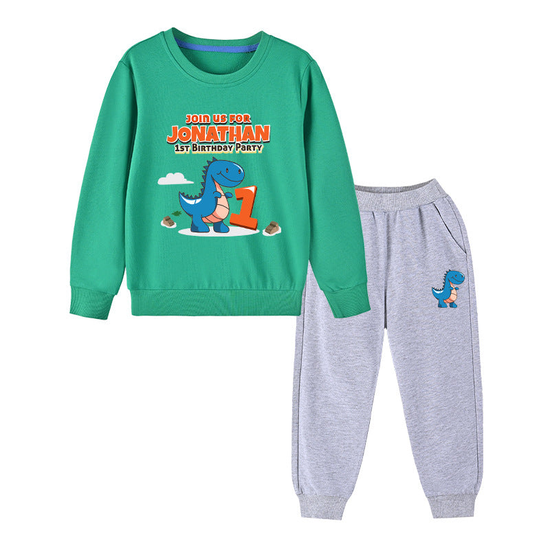 Baby Boy Cartoon Dinosaur Print Pattern Hoodie Combo Trousers Cotton 1 Pieces Sets-11