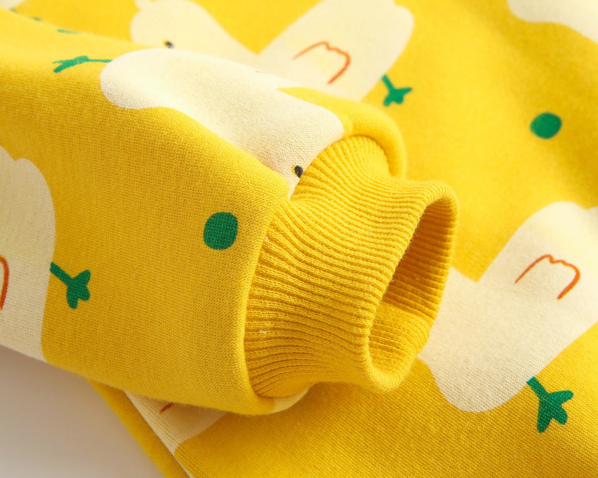 Baby 1pcs Cartoon Duck Print Button Front Rompers & Onesies With Triangle Hats-16