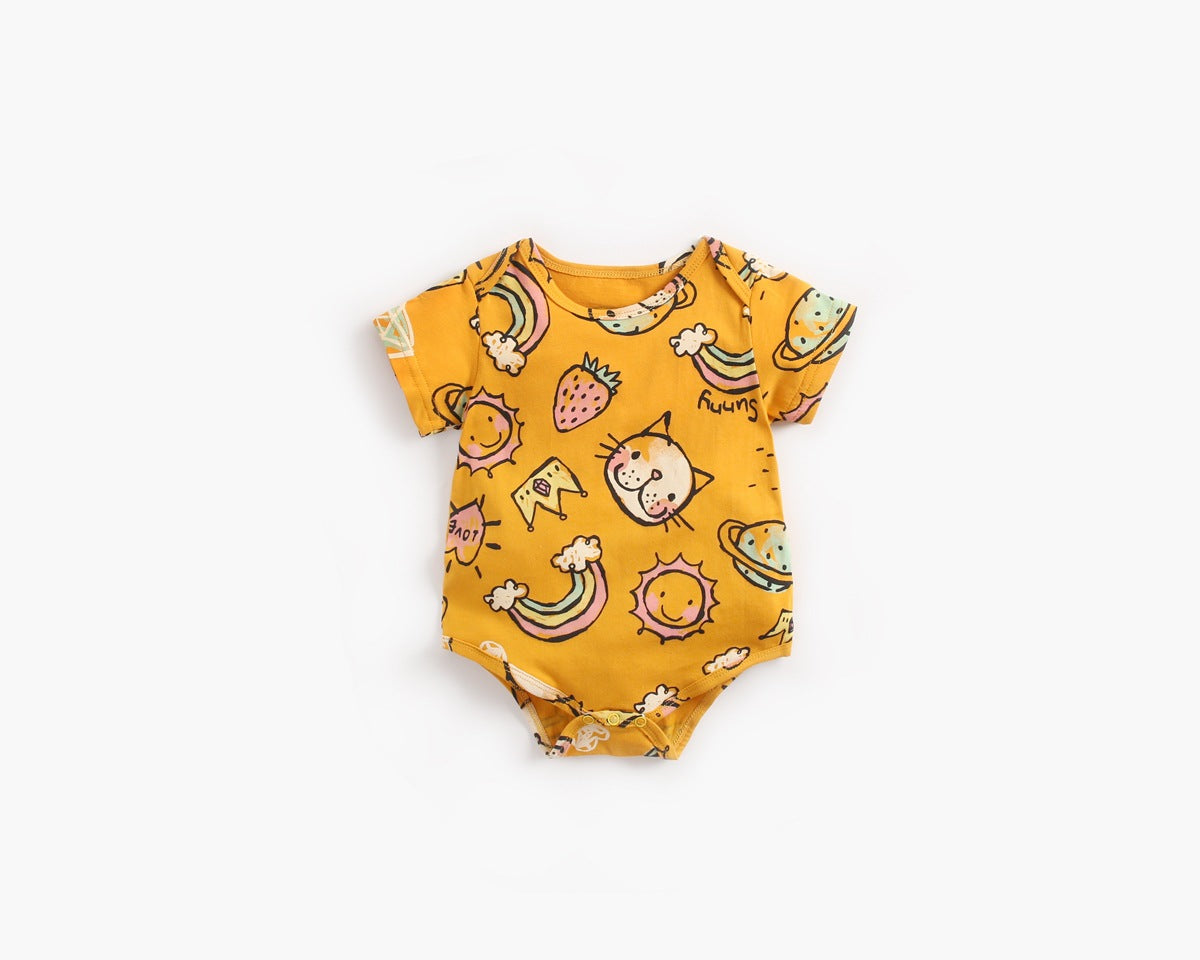Baby Boy And Girl Animal Print Short-Sleeved O-Neck Lovely Onesies In Summer-19