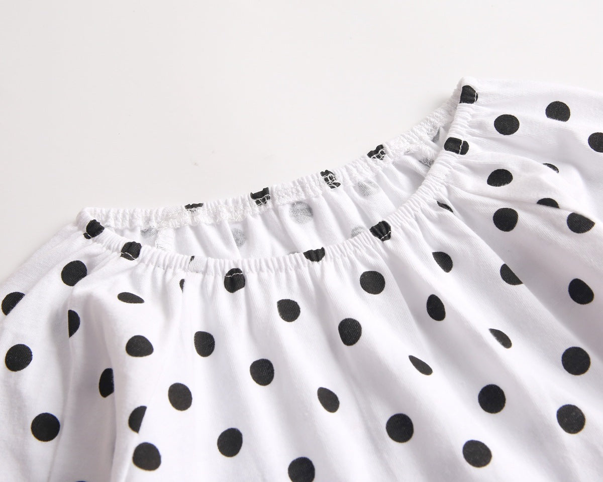 Baby Girl Polka Dot Graphic Long Sleeved Cute Bodysuit & Hats-19