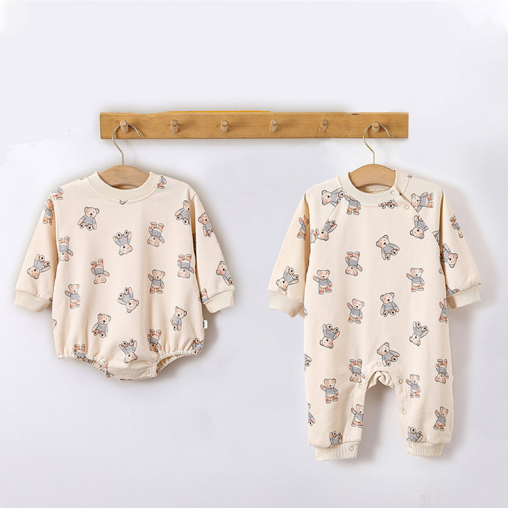 Cartoon Bear Pattern Cute Comfy Romper & Onesies-1