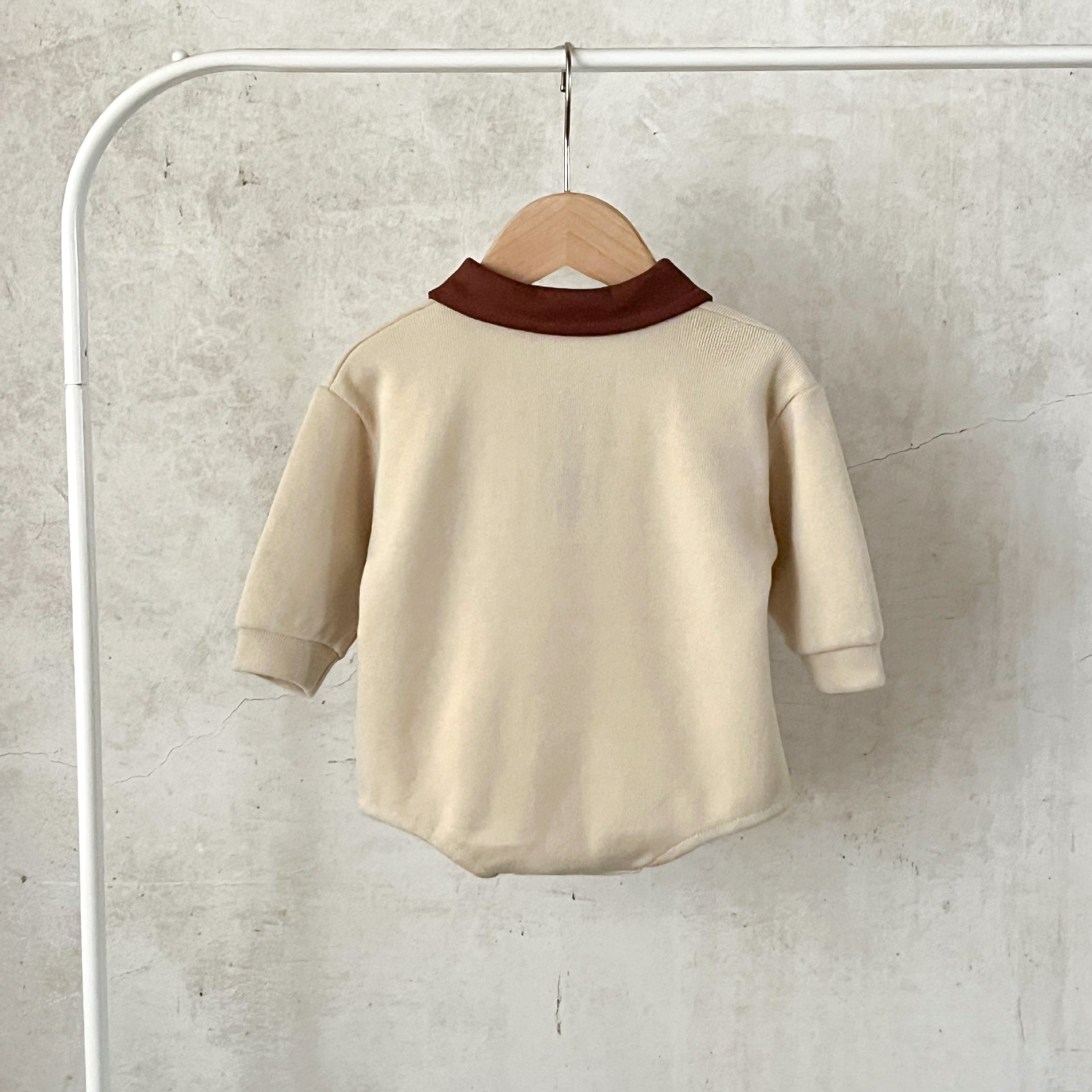 Autumn New Arrival Baby Boys And Girls Letter Pattern Long Sleeves Turn-Down Collar Onesies-1