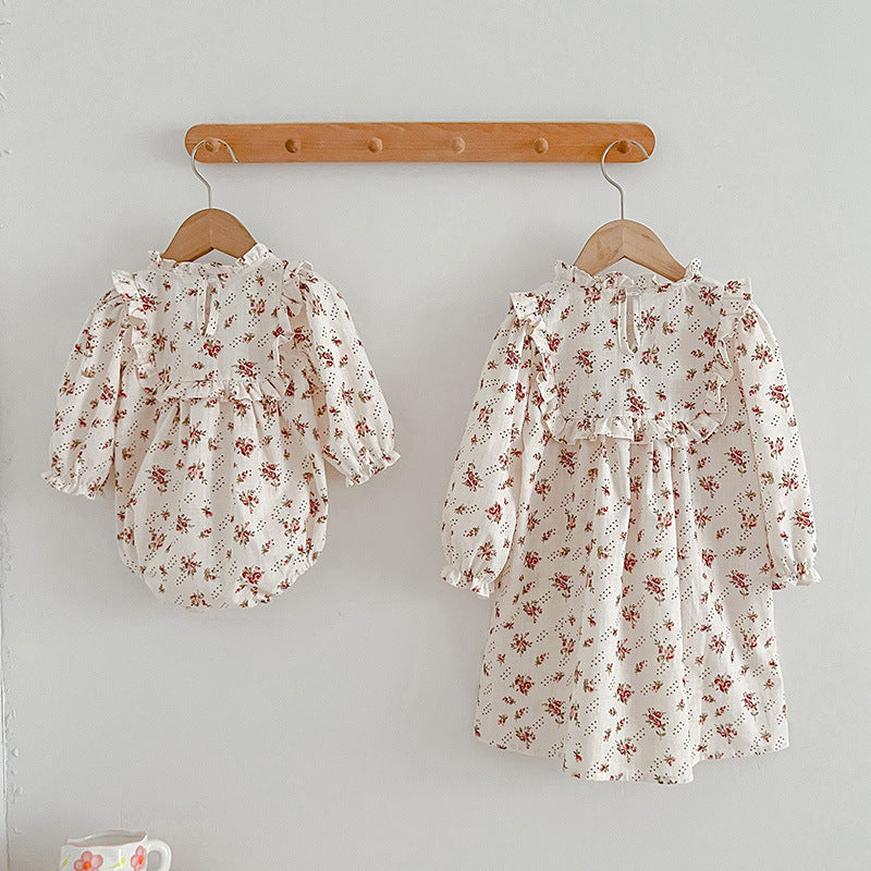 Ditsy Flower Graphic Sisterly Clothes Onesies & Dress-1