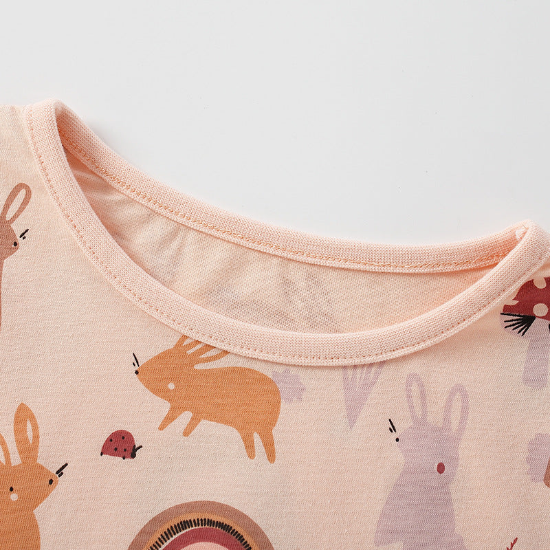 Baby Girl Cartoon Bunny Print Pattern Soft Cotton Comfortable Shirt-2