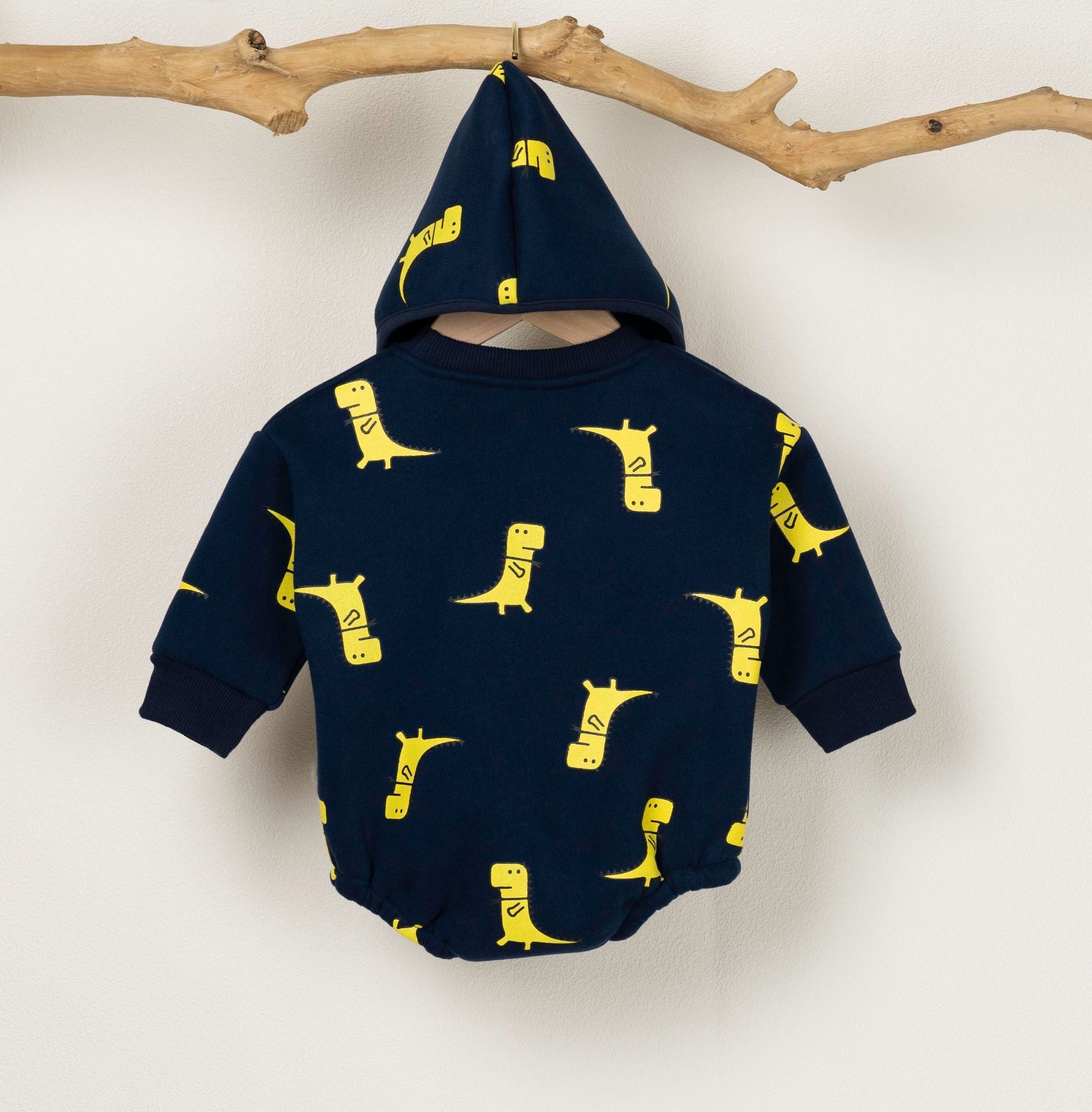 Baby Boy 1pcs Cartoon Dinosaur Pattern Long Sleeves O-Neck Bodysuit & Hats-1