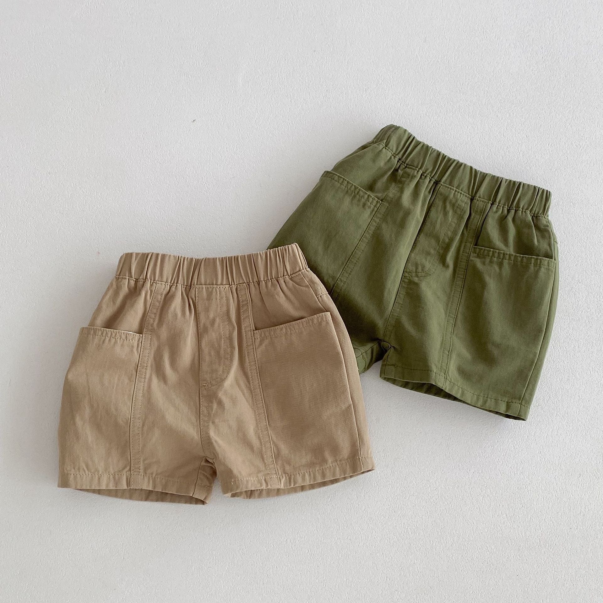 Summer New Arrival Boys Versatile Casual Solid Color Utility Shorts-3
