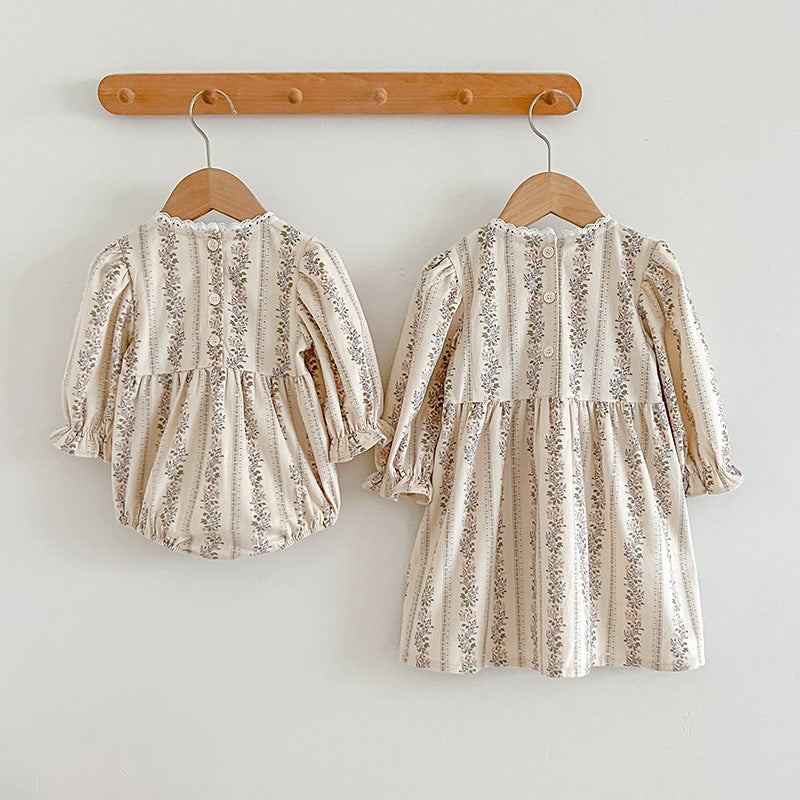Autumn Floral Pattern Long Sleeve Onesies & Dress-1
