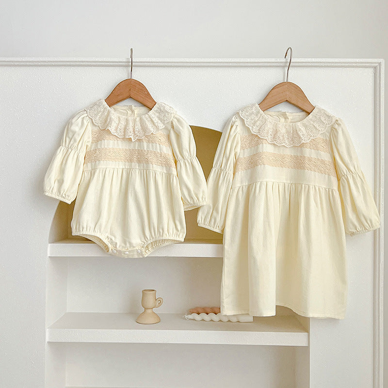 Sweet Style Mesh Collar Onesies & Dress-0