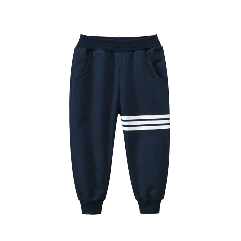 Boys Strips On Left Legs Sports Pants In Spring-1