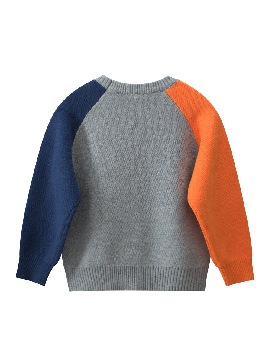 Baby Boy Kids Frightened Dinosaur Cartoon Crew Neck Long Sleeve Knitwear Pullover-2