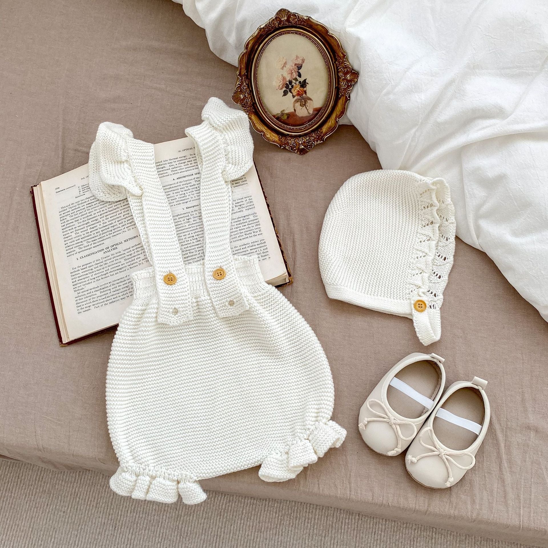 Baby Girl Camisole Knitted Vest In Spring&Autumn One Piece Include Cap-1