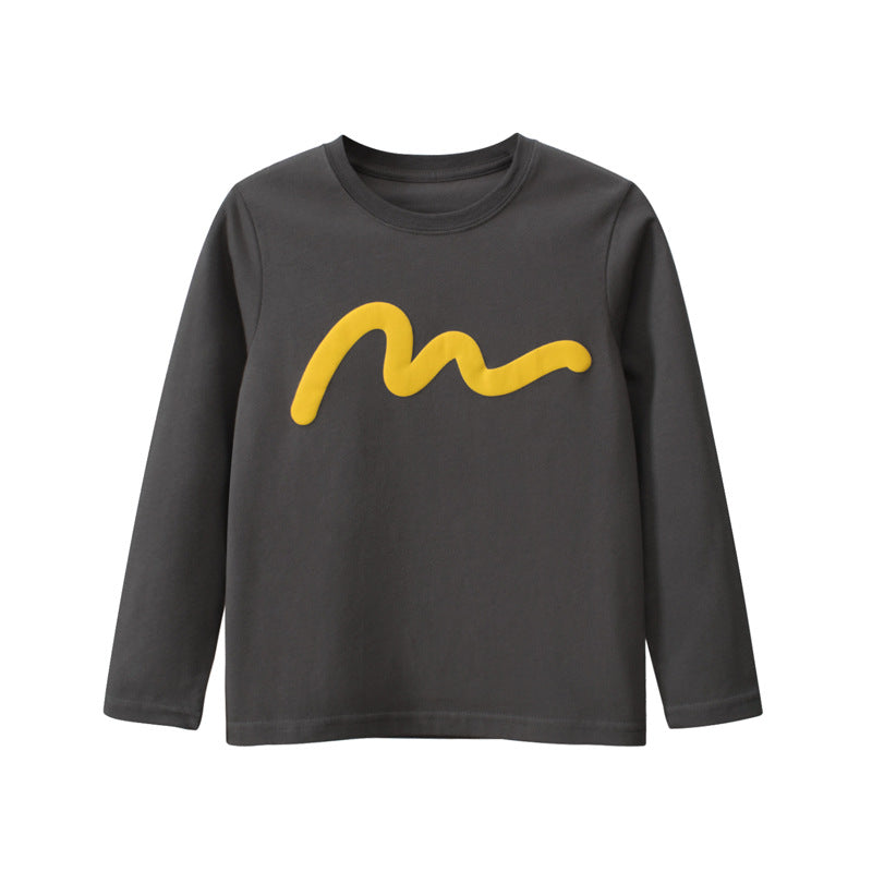 Children Simple Color Print Pattern Fashion Al Match Shirt-0