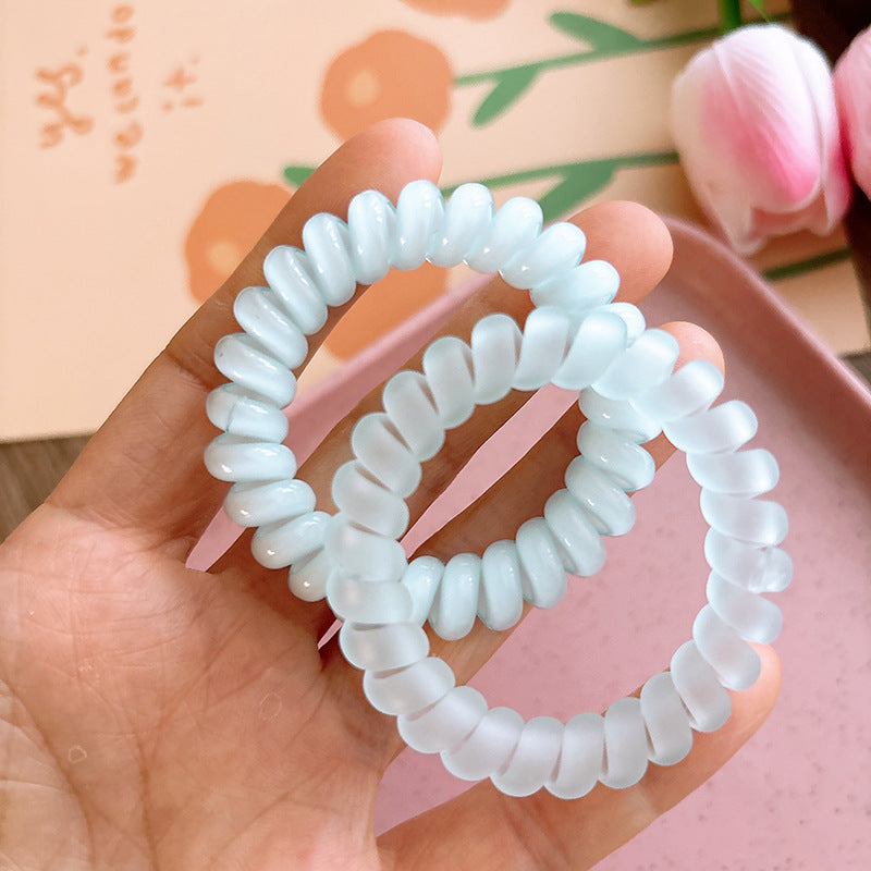 Sweet And Refreshing Matte Telephone Cord Style Hair Tie With High Elasticity Set-1