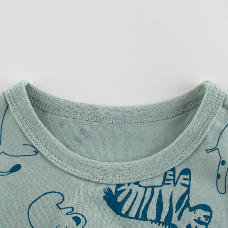 Baby Boy Animal Print O-Neck Short-Sleeved Lovely T-Shirt-2