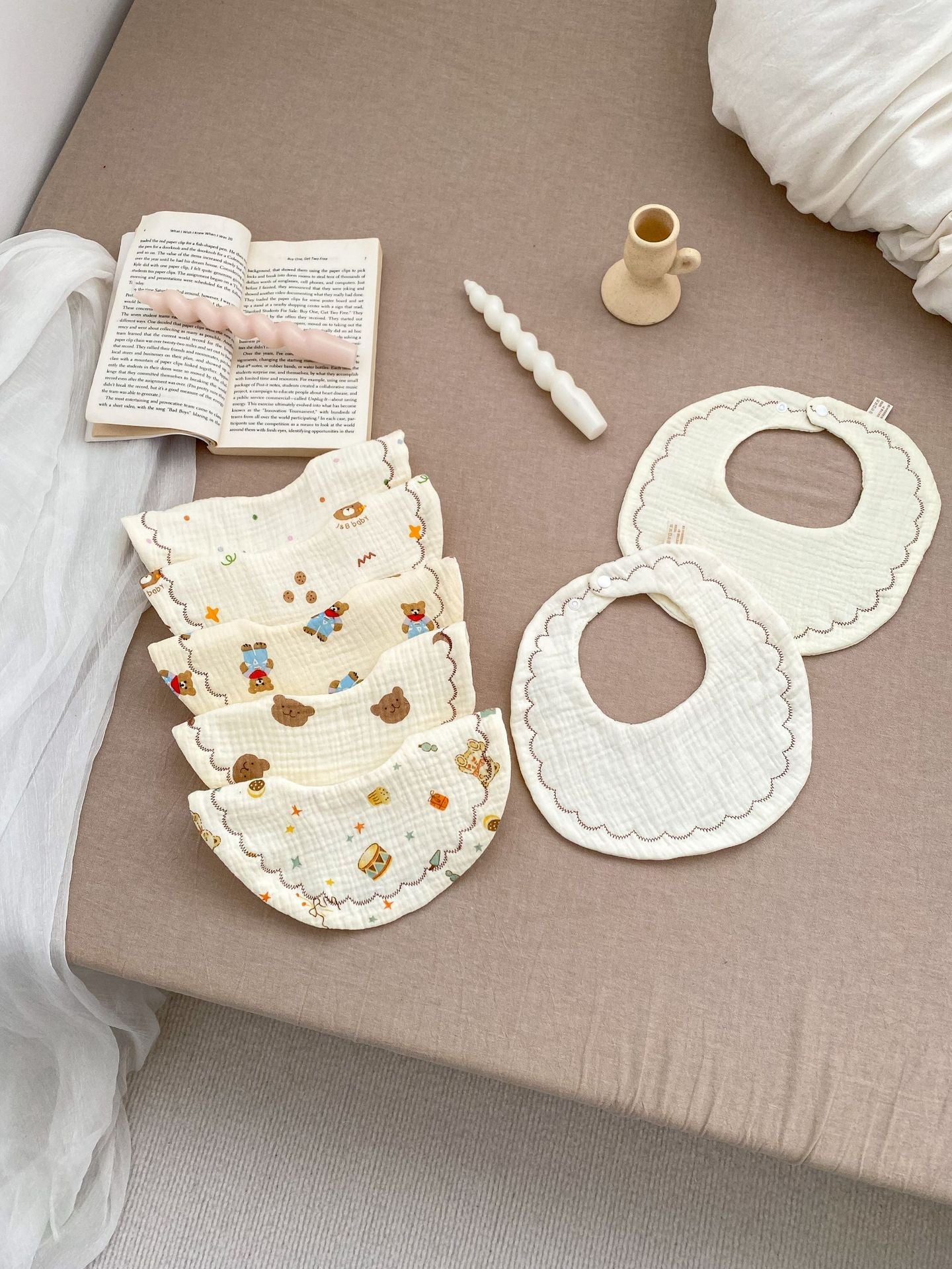 Adorable Cartoon Six-Layer Cotton Muslin Bib-1