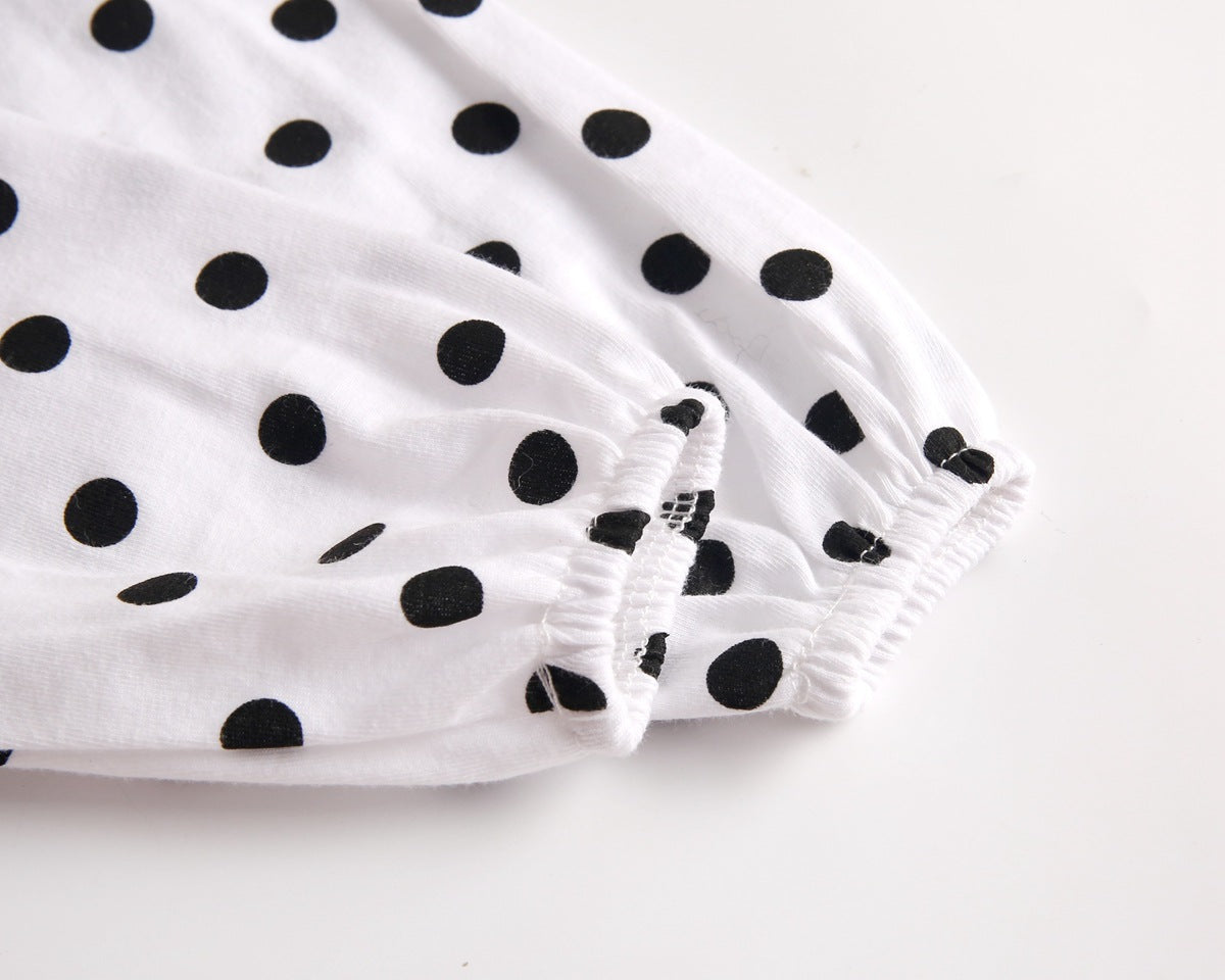 Baby Girl Polka Dot Graphic Long Sleeved Cute Bodysuit & Hats-20