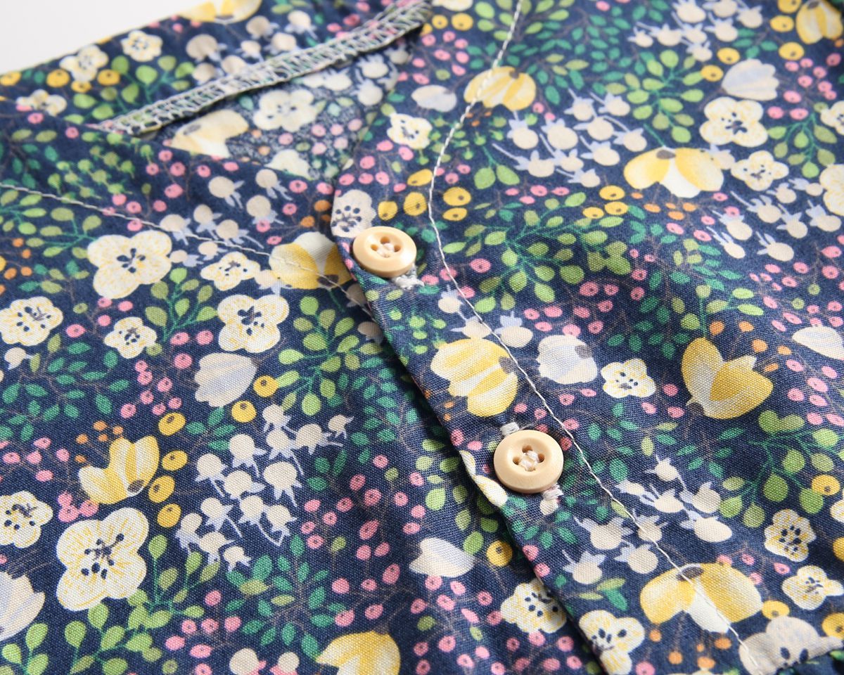 Baby Girls Floral Print V-Neck Buttoned Design Short-Sleeved Onesies-20