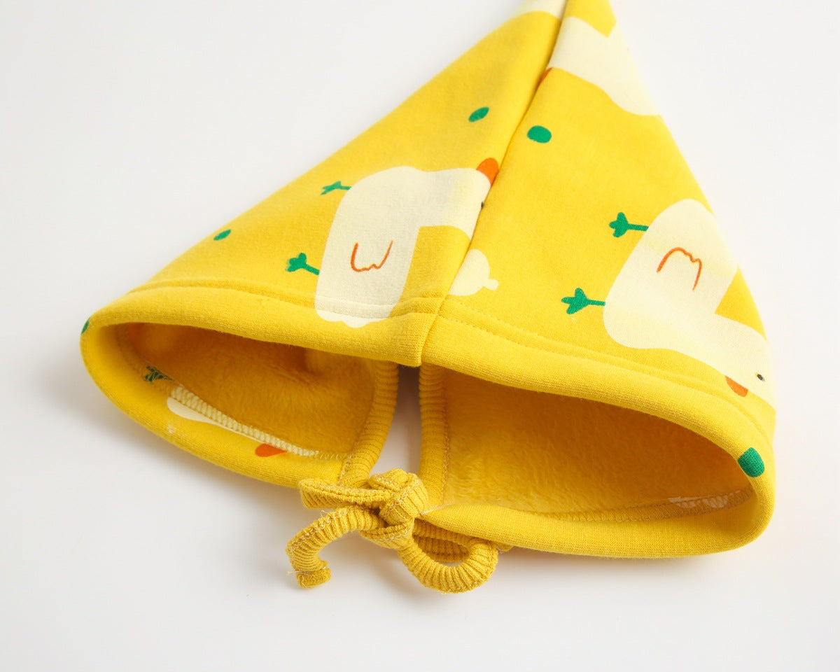 Baby 1pcs Cartoon Duck Print Button Front Rompers & Onesies With Triangle Hats-18