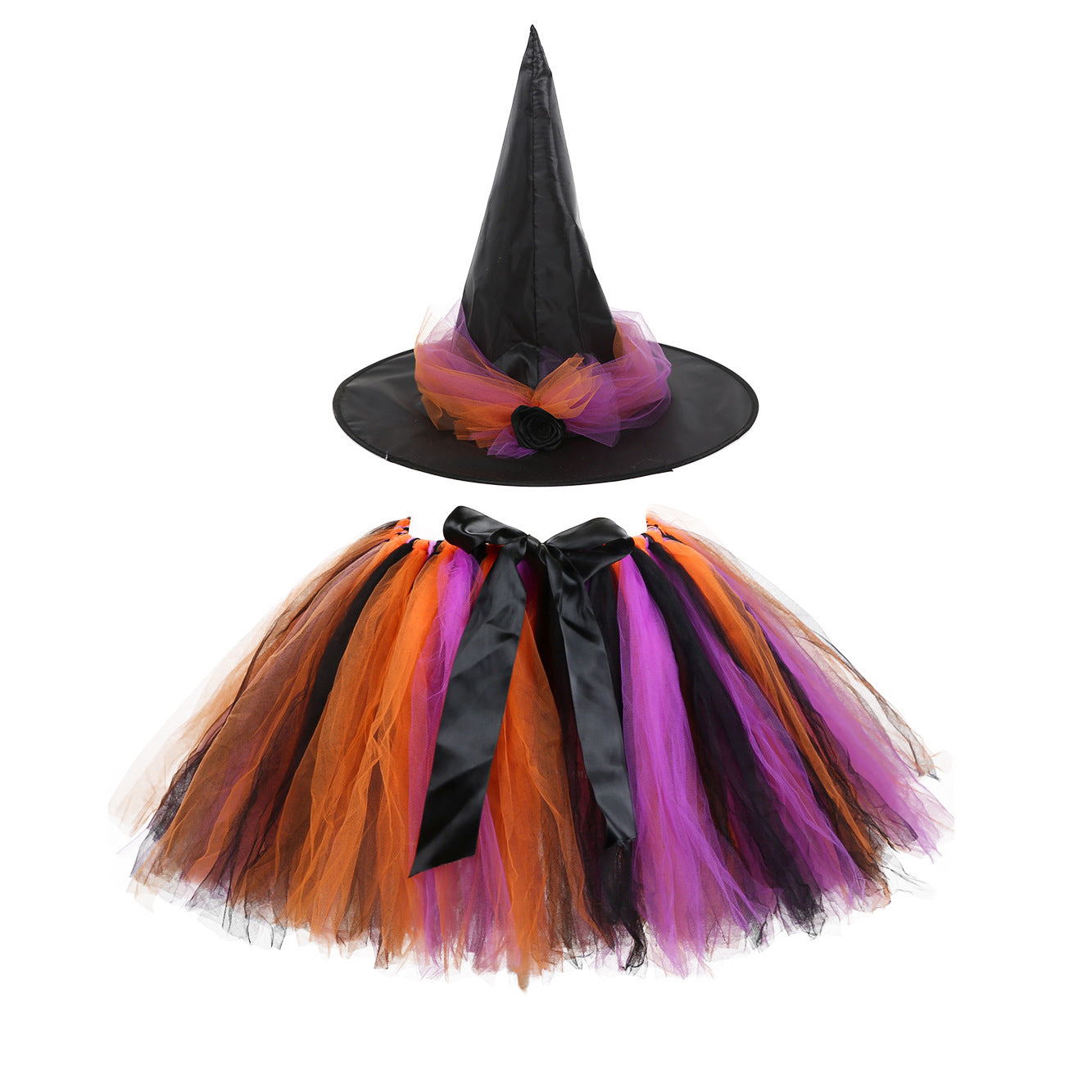 Children’s Halloween Witch Cosplay Hat Skirt Wings 1-Piece Sets-2