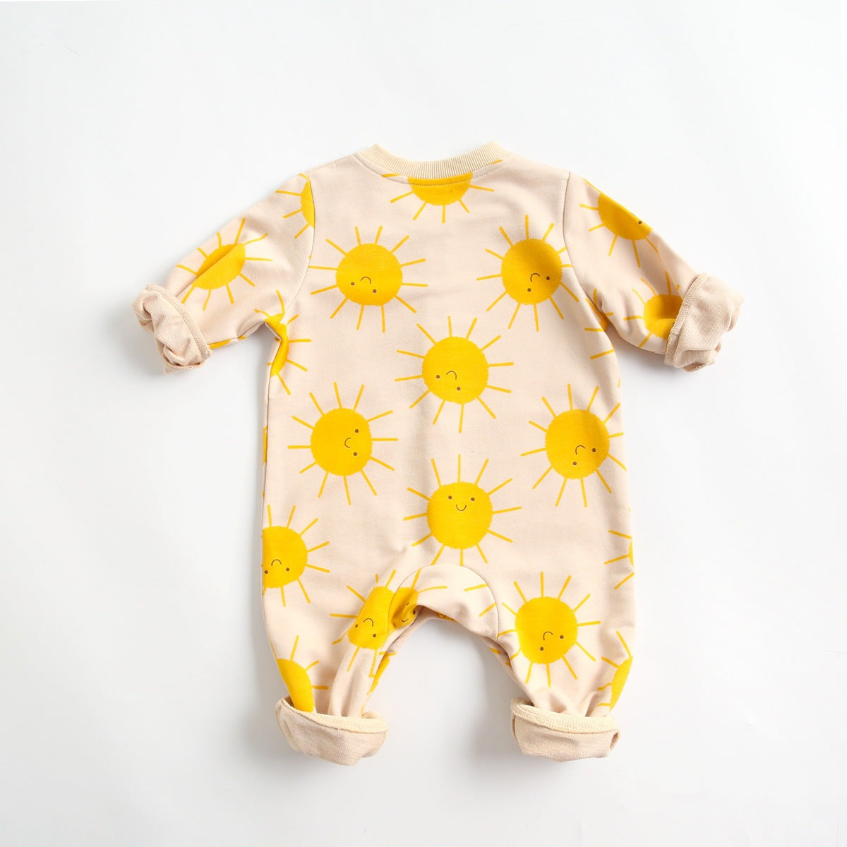 Baby Cartoon Sun Pattern Snap Button Long Sleeved Romper In Spring & Autumn-2