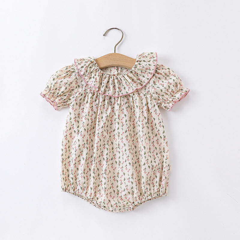 Baby Ditsy Flower Graphic Puff Sleeves Onesie&Sets-2
