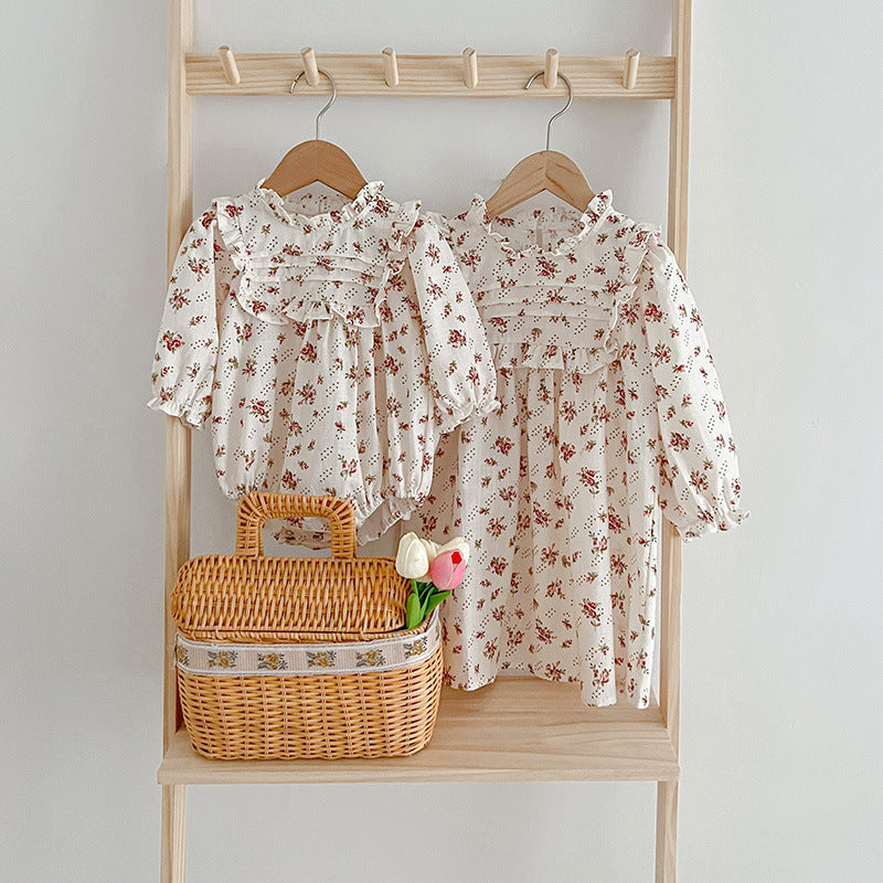 Ditsy Flower Graphic Sisterly Clothes Onesies & Dress-0