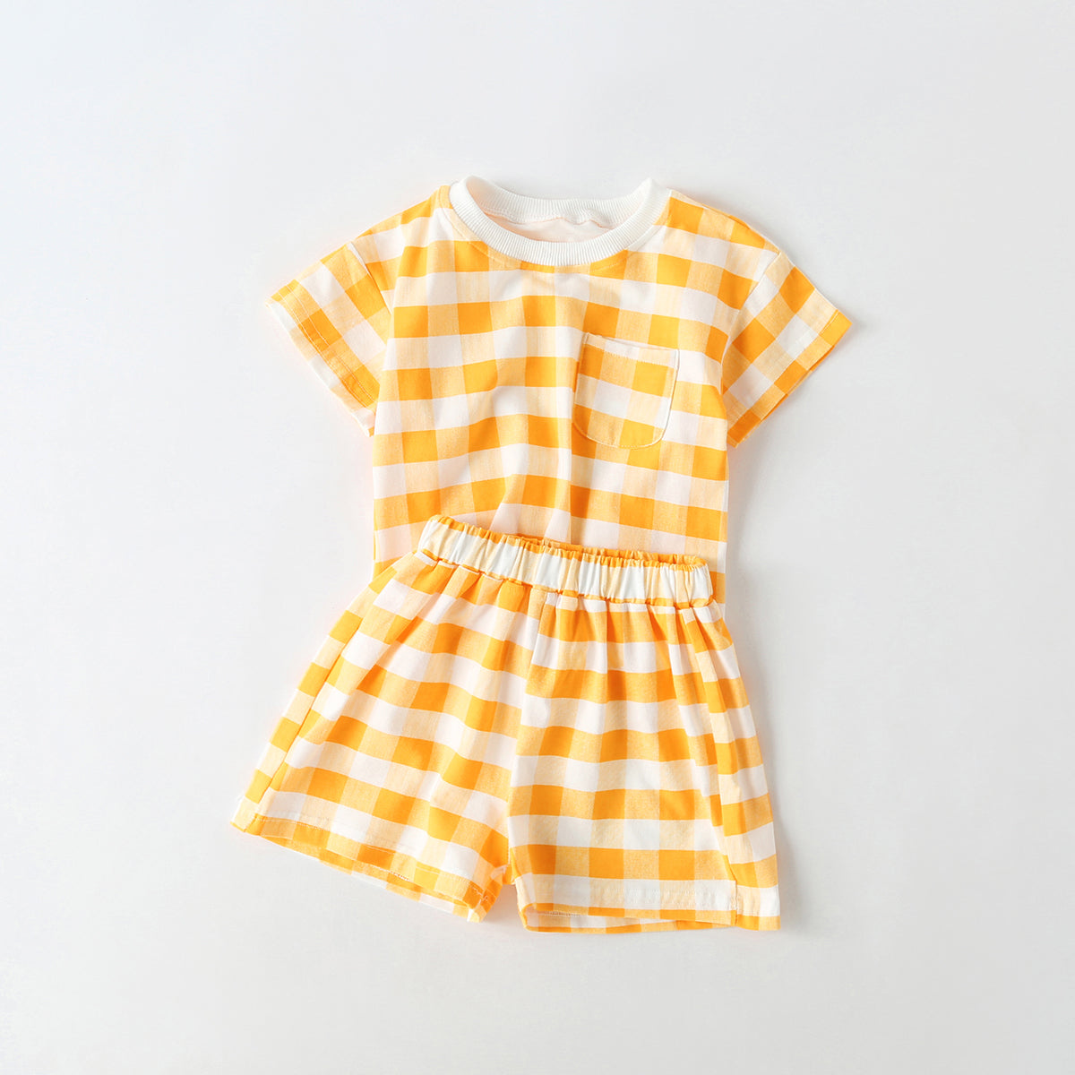 Baby 1pcs Plaid & Heart Pattern Tee Combo Shorts Simply Style Sets-2