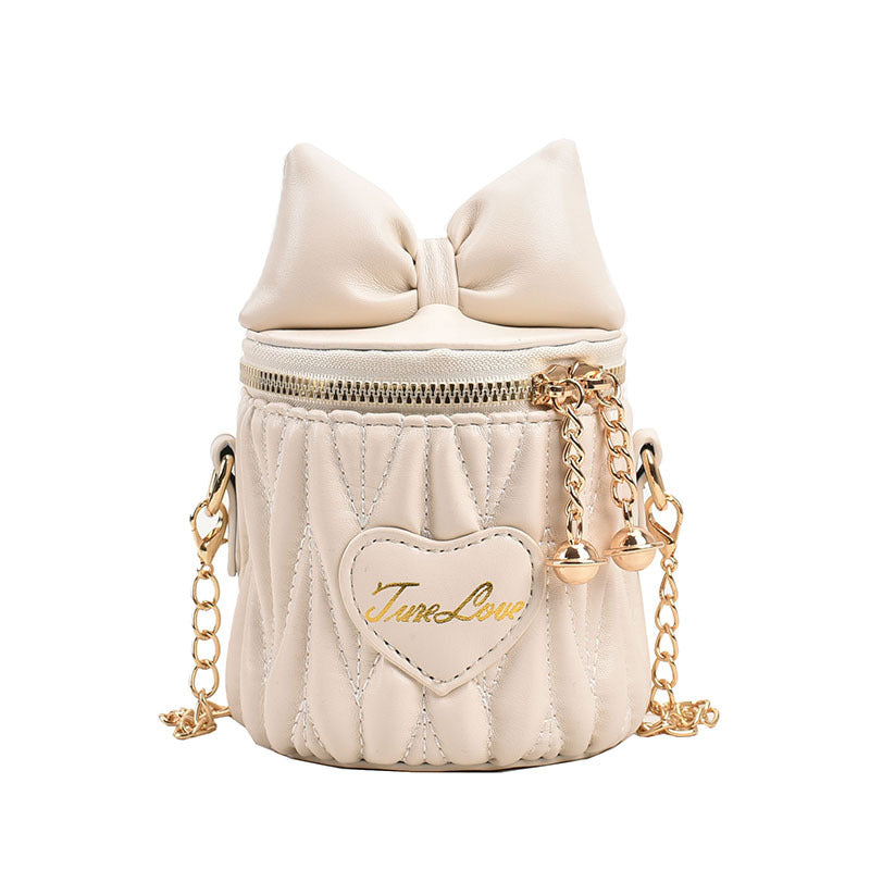 Stylish Pleated Carry-On Girls’ Portable Zipper Princess Crossbody Barrel Bag-3