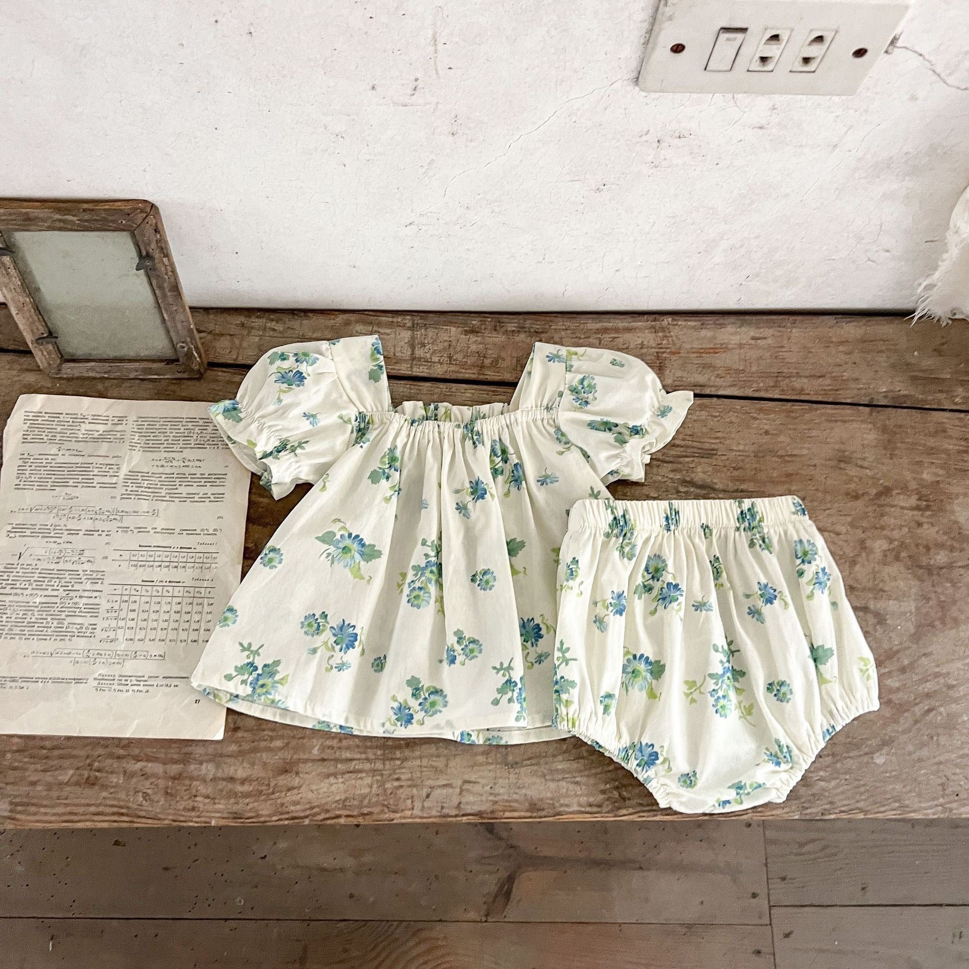 Baby Girl Flower Pattern Square Neck Onesies & Sets-2