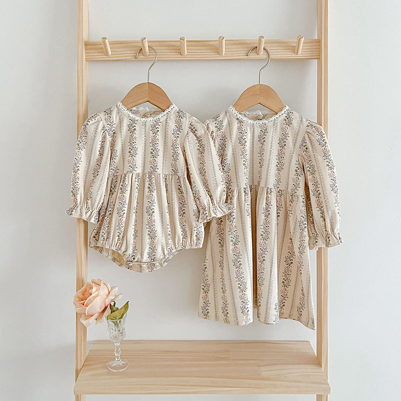 Autumn Floral Pattern Long Sleeve Onesies & Dress-2