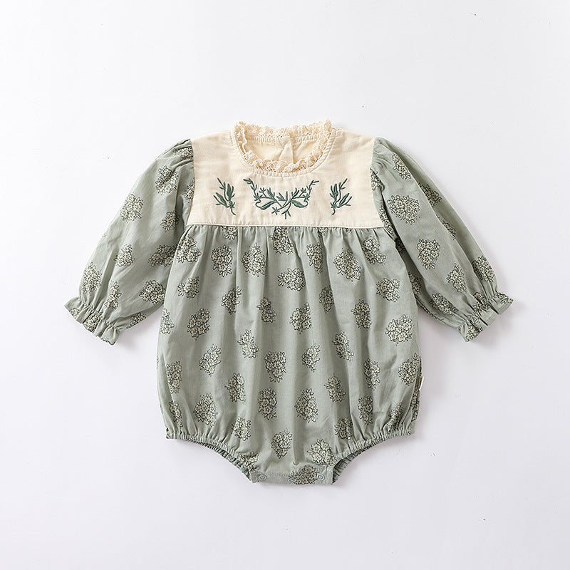 Floral Pattern Lace Patched Design Clothes Sets & Onesies-2